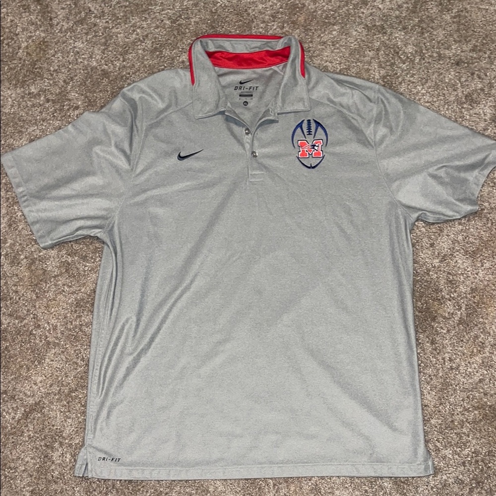 Nike Gray Performance Polo Shirt with Embroidered Logo
